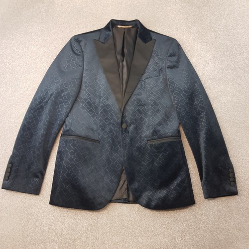 Next Mens Jacket 38R Navy Velvet Slim Tuxedo Smoking Blazer Satin Lapels Dinner