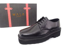 WALK LONDON Plateau Schnürer Schuhe Halbschuhe Herrenschuhe Schwarz Leder Gr. 42