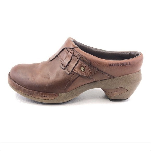 Zoccoli comodi Merrell donna Luxe tuffo pelle marrone scarpe mule taglia 9