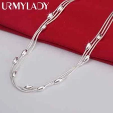URMYLADY 925 Sterling Silver Charms Beads Necklace for Women Luxury Jewelry