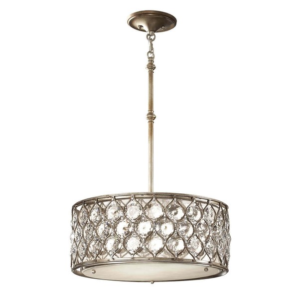 Elstead Lucia HäNgeleuchte E27 3-Fach 20Cm BrüNiertes Silber-image