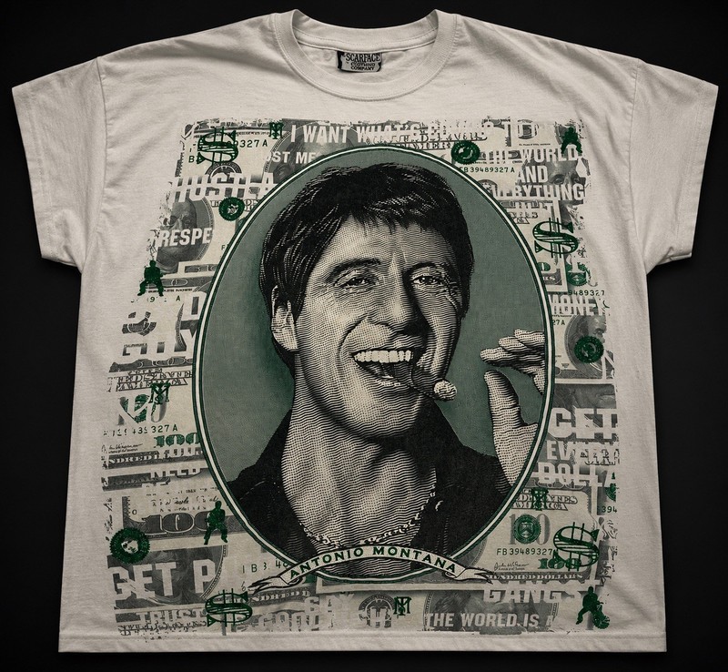 Scarface Tony Montana Men’s 4XL Black Graphic T-Shirt Movie Tee Big & Tall