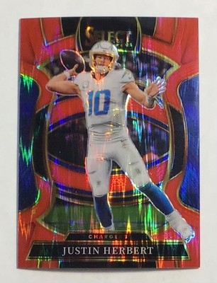 2025 PANINI SELECT JUSTIN HERBERT RED SHOCK PRIZM /249 CHARGERS