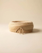 1950s Cream Textured Knit Pillbox Hat Soft Sculptural Mid-Century