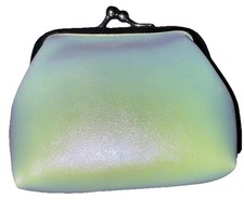 NWT White Iridescent Kiss Lock Coin Purse With Silvertone Frame