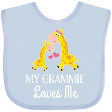 Inktastic Grammie Loves Me Giraffe Grandchild Baby Bib My Loved By Cute Girls