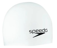 Speedo White Elastomeric Solid Silicone Swim Cap Adult One Size