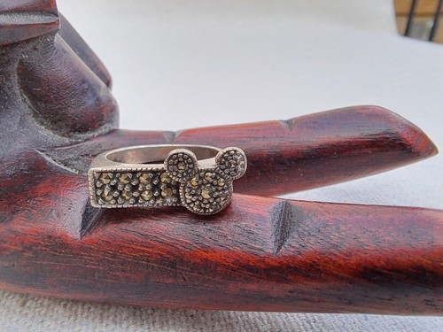 Vintage Judith Jack Disney Sterling Silver Marcasite Mickey Mouse Ring