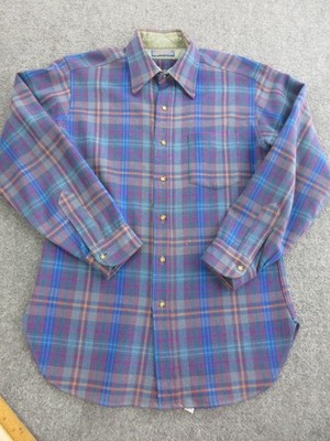 Vintage Pendleton Shirt Mens Medium Plaid Wool Lined Flannel Long Sleeve Casual