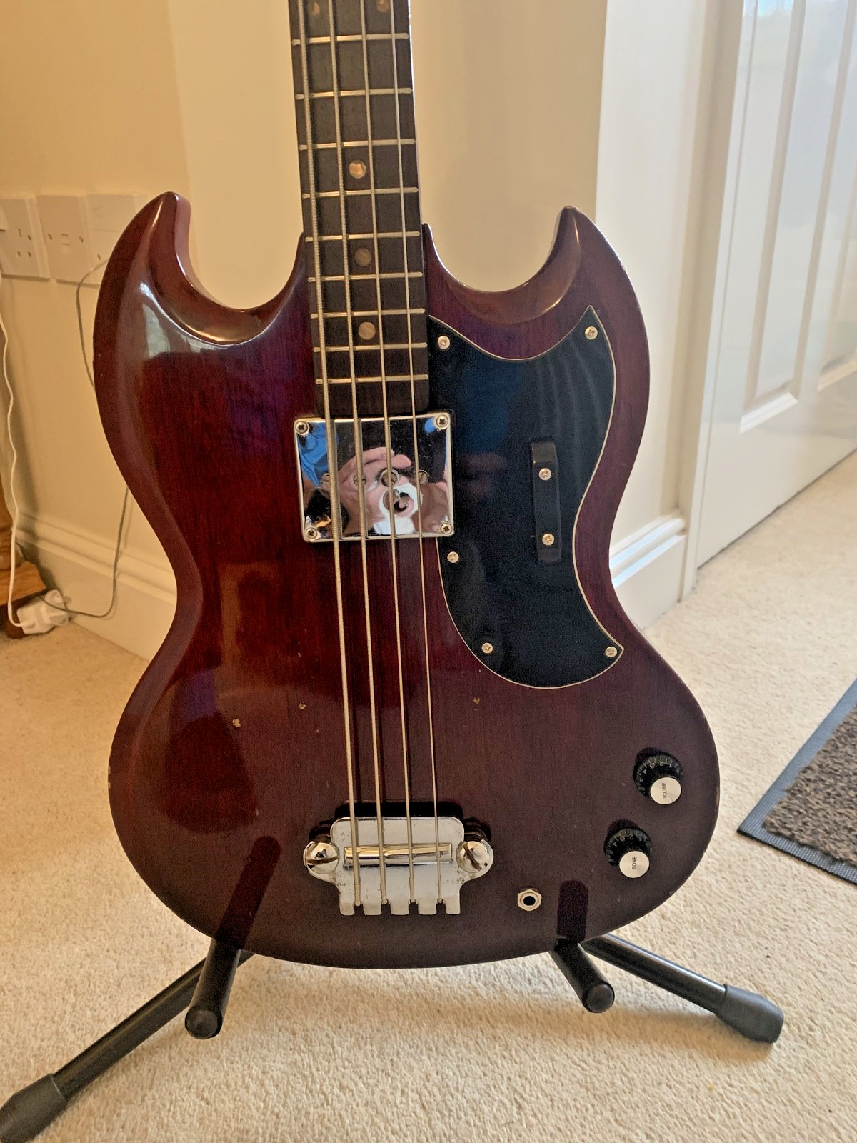 Avon Rose Morris  Short Scale Bass Cherry Red (Gibson EB0 style) Japanese 1970s