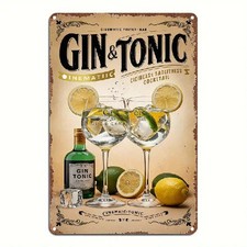 Blechschild Gin Tonic Cocktail 30x20cm Retro Vintage Nostalgie TEL1454
