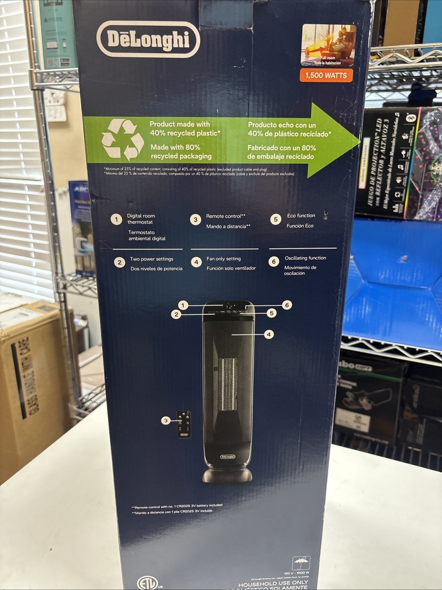 Delonghi 1500W Ceramic Tower Space Heater w/ Thermostat 5697584