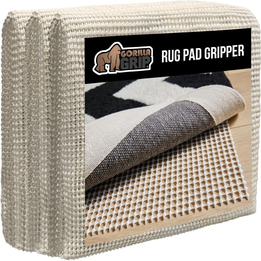 GORILLA GRIP Non-Slip Rug Pad 4x6 Feet for Hard Floors White