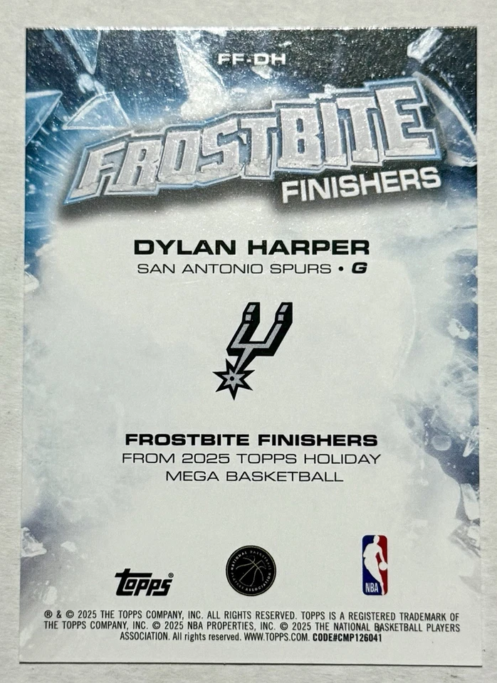 2025-26 Topps Holiday Dylan Harper Frostbite Finishers Case Hit Spurs RC #FF-DH - Image 2 of 2