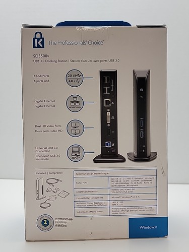KENSINGTON SD3500V USB 3.0 Docking Station Display Link - Picture 2 of 3