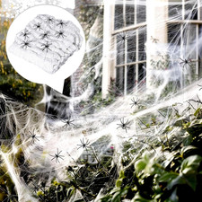 950 Sqft Fake Spider Web with 40 Spiders Halloween Cobwebs Outdoor Indoor Decor