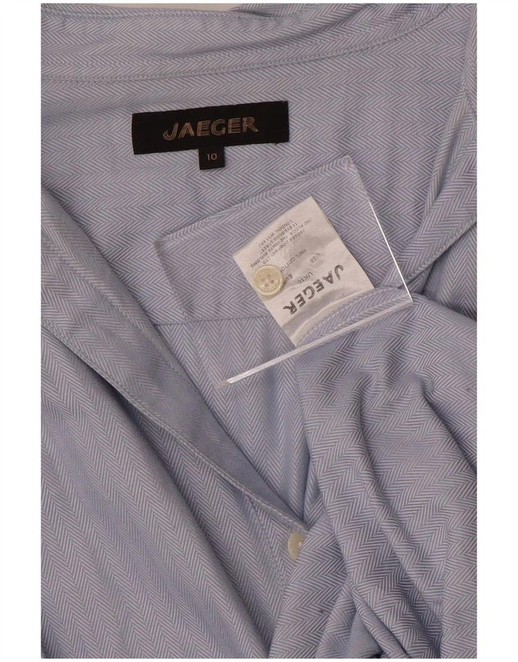 Camisa holgada JAEGER para mujer Reino Unido 10 pequeña azul espiga algodón CD05 Foto 3 de 3