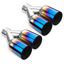 1set Exhaust Tip 2.5 Inlet 3.5 Outlet 10.25 Long Blue Burnt Weld-on Tailpipe 1set Exhaust Tip 2.5 Inlet 3.5 Outlet 10.25 Long Blue Burnt Weld-on Tailpipe