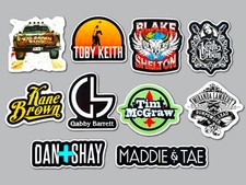 Modern Country Music Vinyl Sticker Lot 10 Pack Set 2 Band Western Cow Boy Girl Modern Country Music Vinyl Sticker Lot 10 Pack Set 2 Band Western Cow Boy Girl