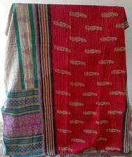 Indian Handmade Kantha Vintage Quilt Gudari Throw Cotton Bedspread Blanket Twin