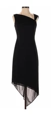 David Meister asymmetrical black hi/low dress - 8