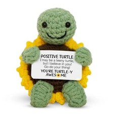 Thank You Gifts for Women Men - Mini Handmade Positive Green Cheer Turtle