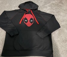 Marvel Deadpool Hooded Sweatshirt Men's Large Black Mesh Long Sleeve Hoodie