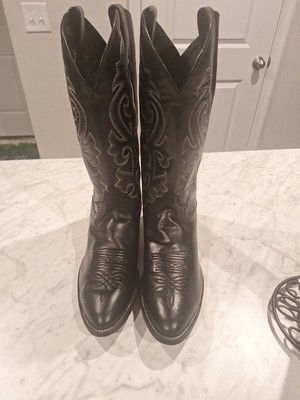 Justin Calfskin Western Mens Cowboy Pull On Black Boots Size 13 D Model 1409