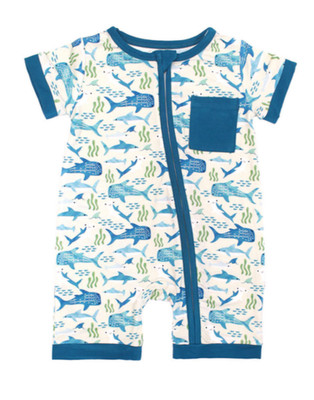 Emerson and Friends Shark Friends Bamboo Baby Shortie Romper