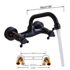 Antique Brass Basin Faucet Wall Mounted Bathroom Mixer Tap Hot Cold Sink Faucet