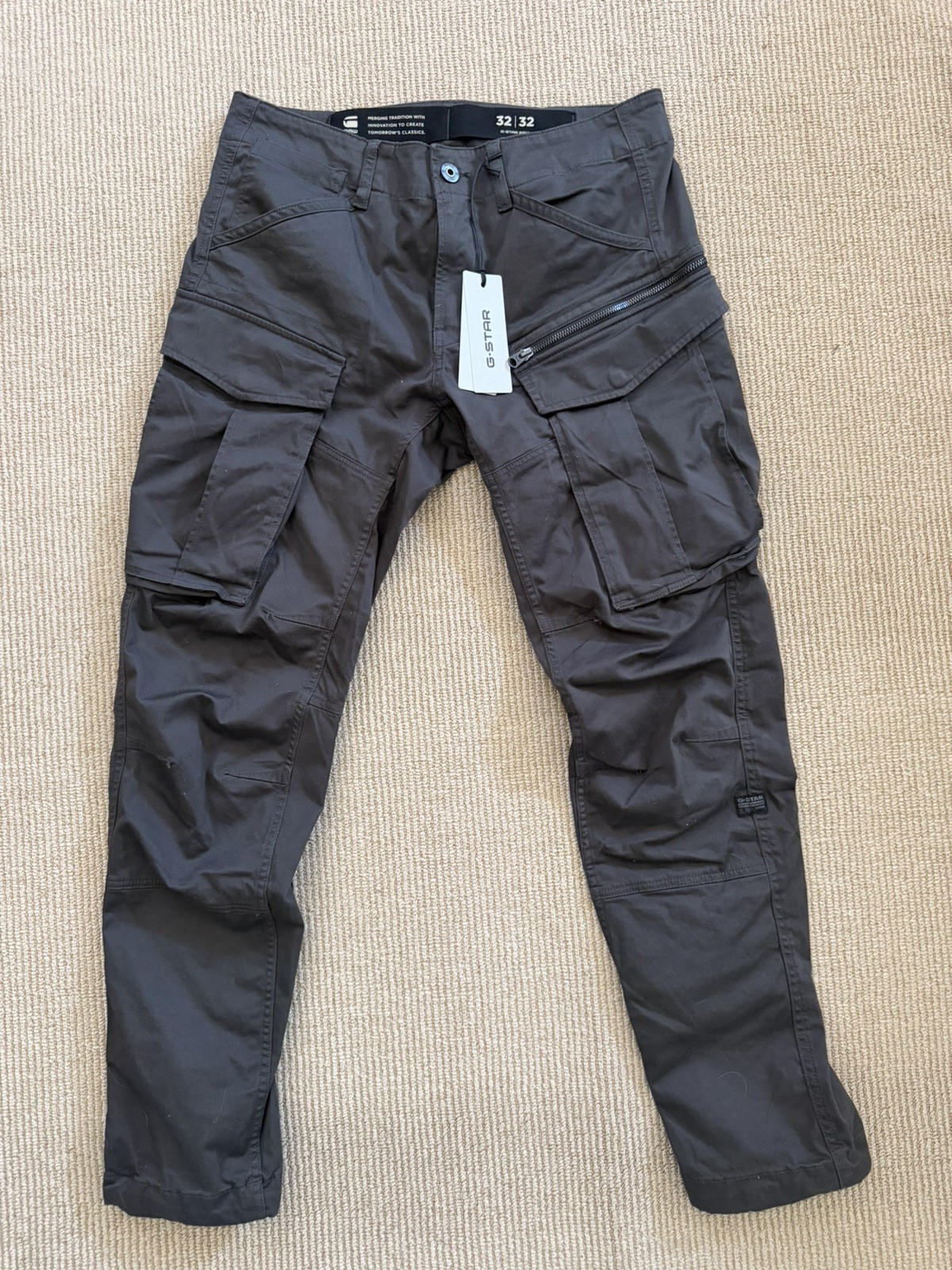 G Star RAW Rovic 3D Regular Tapered Mens Cargo Pants 32 x 32 Raven Denim