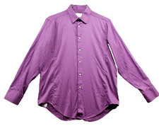 Calvin Klein Shirt Mens Sz 16 32/33 Purple Long Sleeve Button Slim Fit Stretch