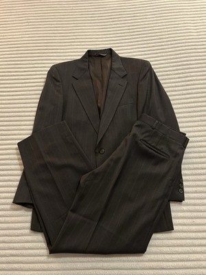 Halston Men s Black Pinstripe Wool 2 Piece Suit, 40r, 32x30 Union Made USA 1980s