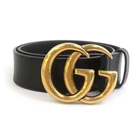 Auth GUCCI GG Marmont Belt Black/Gold Leather/Metal - r11185a