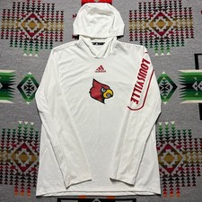 Louisville Cardinals Adidas Shirt Medium White Long Sleeve Hooded NCAA R1