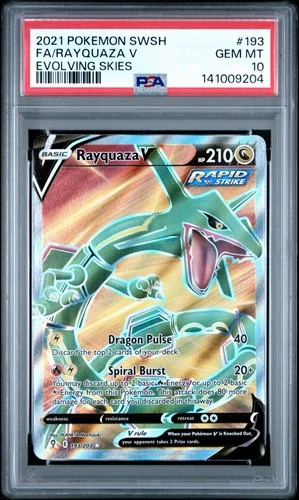 Rayquaza V PSA 10 English Pokemon Card 193 Evolving Skies 2021 Full Art SWSH