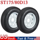 2 PCS ST175/80D13 Trailer Tires with Rims 175/80 D13 LRC 5 Lug on 4.5" 6PR Tires
