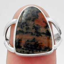 Natural Russian Honey Dendrite Opal 925 Sterling Silver Ring s.8 Jewelry R-1002