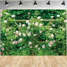 10x8 FT Fabric Spring Photo Backdrop Garden Natural Floral Rose Photography