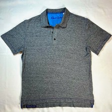 Robert Graham Polo Shirt Mens Med Gray Classic Fit Contrast Trim Casual Knit
