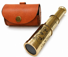 Vintage Brass Telescope Spyglass with Leather Case Nautical Antique Gift