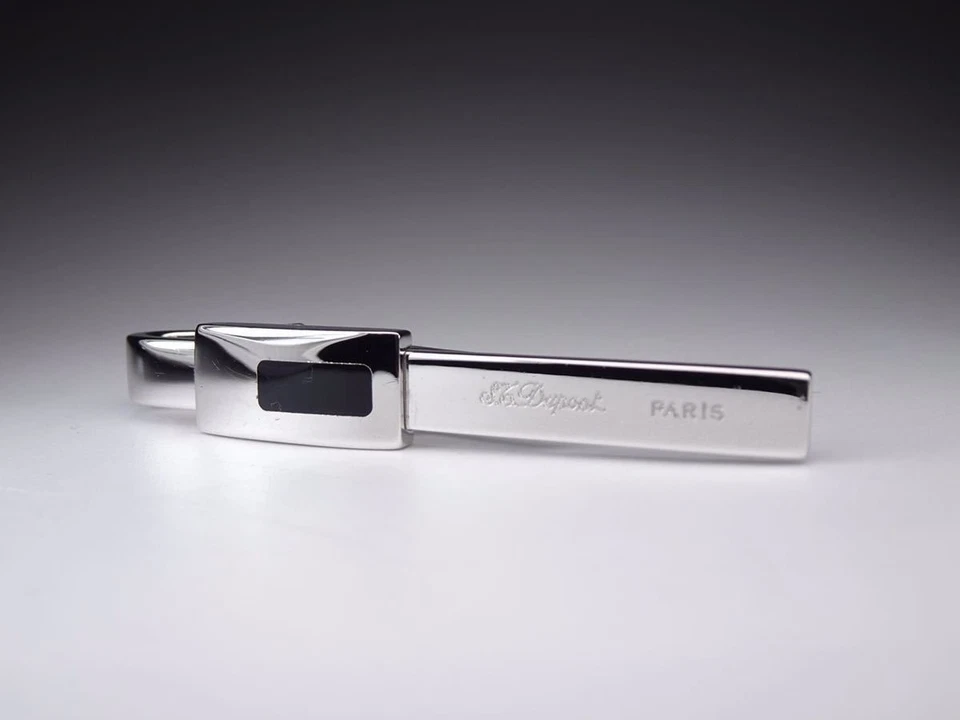 S.T. Dupont Onyx X Plata D Marca Corbata Clip Barra París Para hombres Moda Accesorio Foto 2 de 4