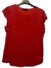 Ladies Red/orange Lace Top With Floaty Cap Sleeves Size 14, Papaya Matalan