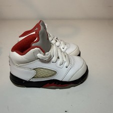 Nike Toddler Air Jordan 5 Retro TD V "Fire Red" White 440890-102 Size 5C