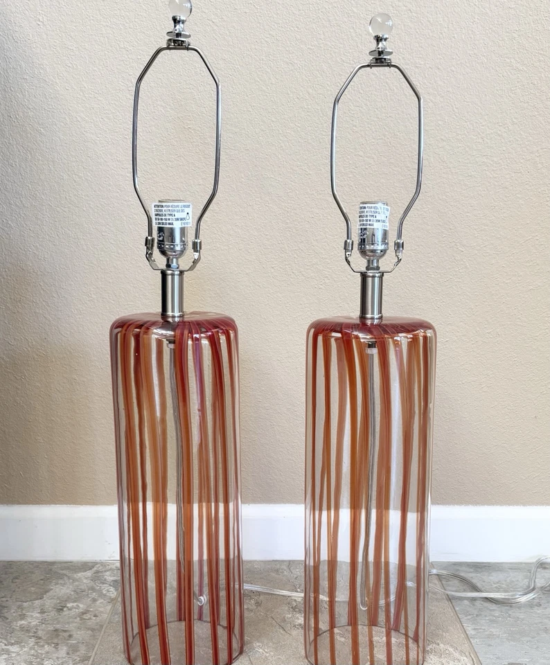 ПАРА артериальных домашних волнистых муранских стеклянных настольных ламп 28 дюймов - Изображение 2 из 4