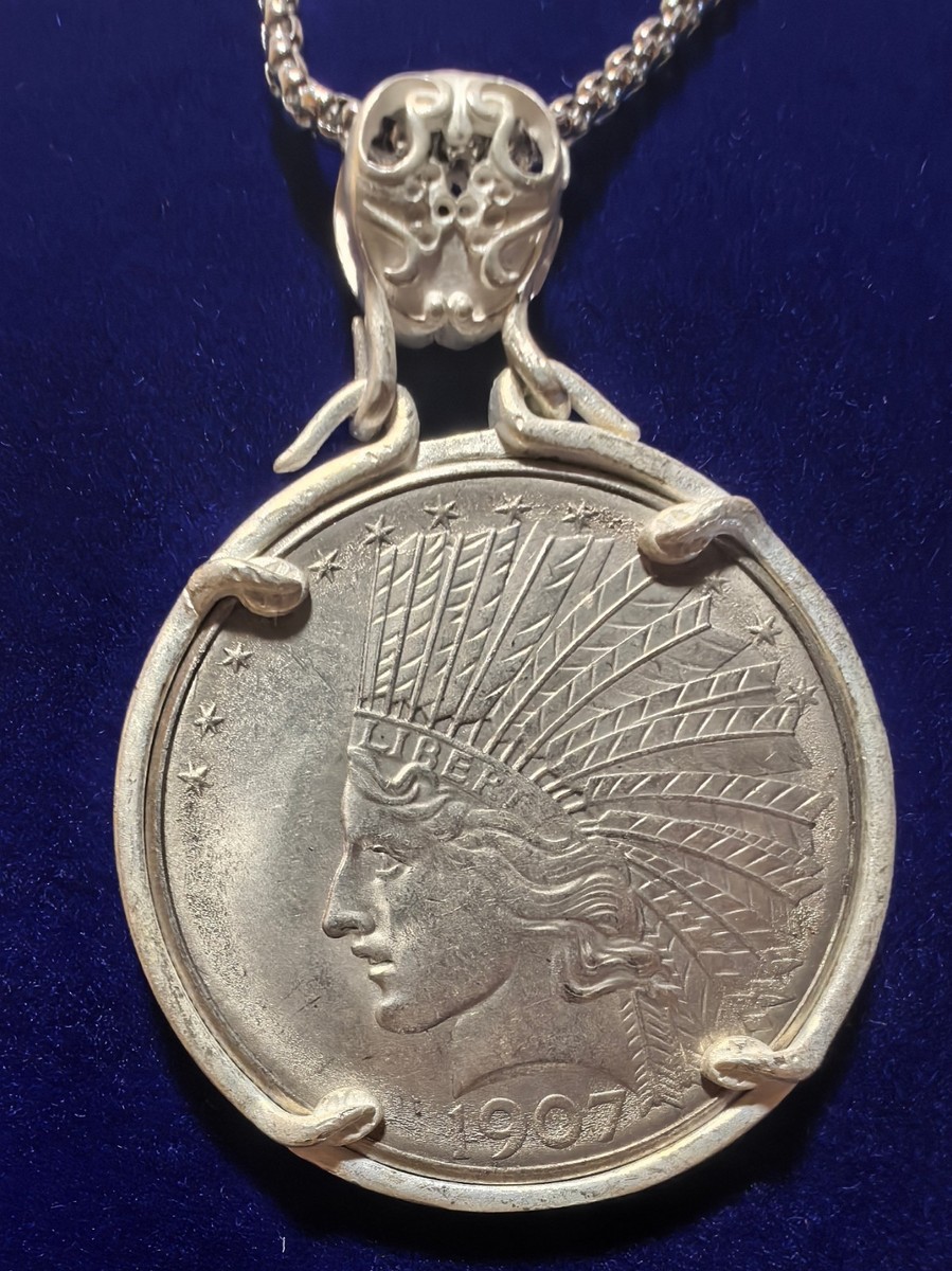 1907 Vintage Morgan Dollar Liberty Indian Head Silver Coin Pendant
