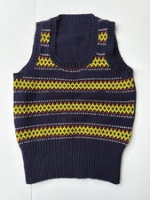 Navy Blue Pattern Scoop Neck Sweater Vest Size Small Women's