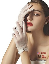 Women's Wedding Glove Short Pearl Tulle Gloves Tea Party Evening One Size White