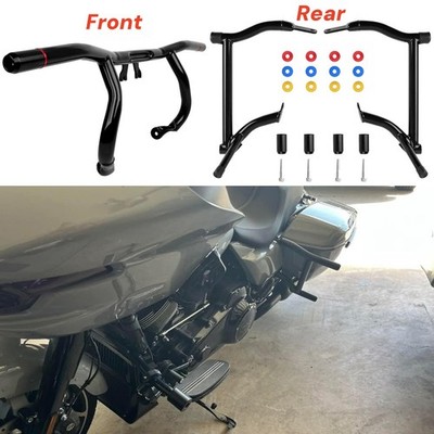 Front Rear Flat Out Crash Bar Set For Harley Davidson Road Street Glide 2014-24