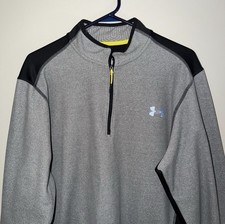 Under Armory Men's Gray Cold Gear Loose Fit Sweater 1/4 Zip Pullover Size XL